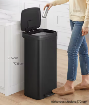 Rechthoekige Prullenbak 60L – Softclose Pedaalemmer met 2 Vakken