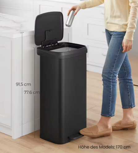 Rechthoekige Prullenbak 60L – Softclose Pedaalemmer met 2 Vakken
