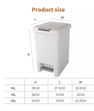 Prullenbak 20L/15L/10L – Met Deksel & Voetpedaal, Modern Design