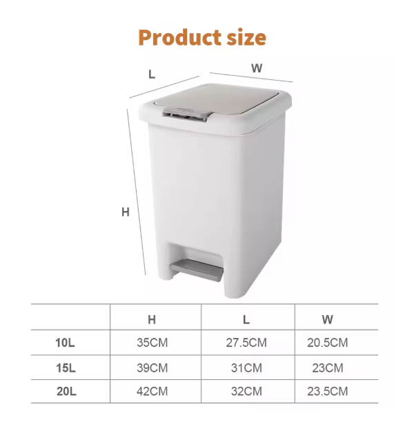 Prullenbak 20L/15L/10L – Met Deksel & Voetpedaal, Modern Design
