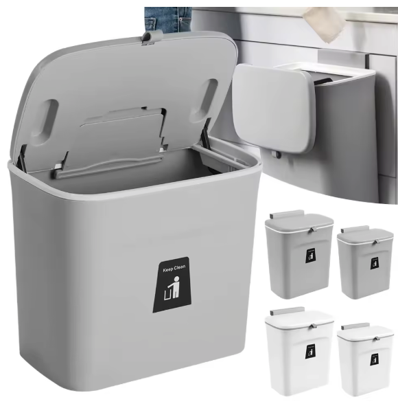 Wandprullenbak 7L/9L – Compacte Hangende Afvalemmer met Deksel