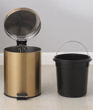 Champagnekleurige RVS Prullenbak 5L – Stijlvol & Waterdicht