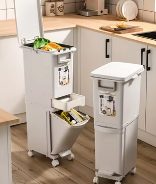 Grote Prullenbak 29L/32L – 2 Compartimenten & Voetpedaal