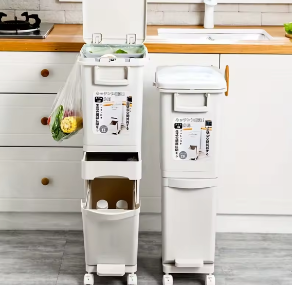 Grote Prullenbak 29L/32L – 2 Compartimenten & Voetpedaal