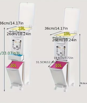 Grote Prullenbak 29L/32L – 2 Compartimenten & Voetpedaal
