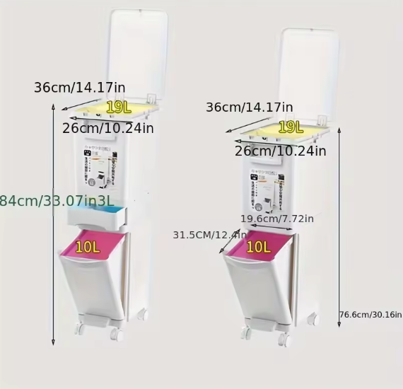 Grote Prullenbak 29L/32L – 2 Compartimenten & Voetpedaal