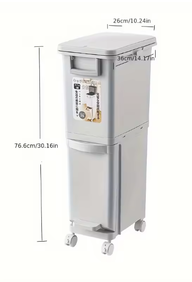 Grote Prullenbak 29L/32L – 2 Compartimenten & Voetpedaal