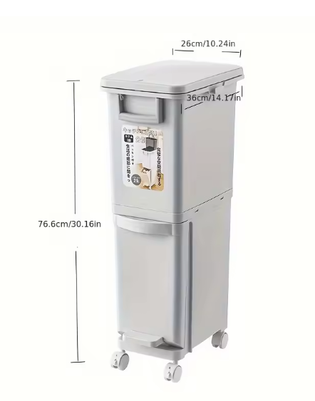 Grote Prullenbak 29L/32L – 2 Compartimenten & Voetpedaal
