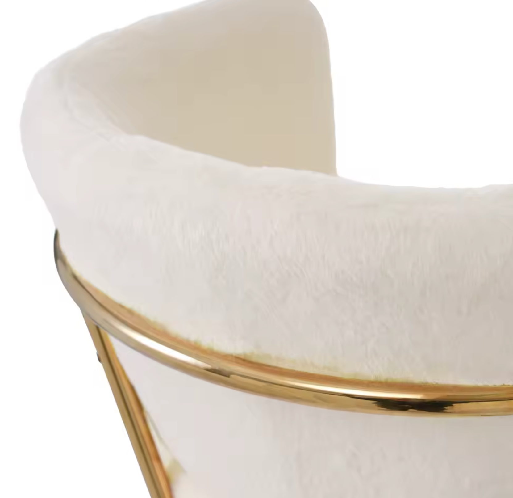 Luxe Fauteuil van Imitatiebont Konijn – Gouden Metalen Poten – Beige