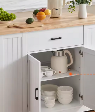 Keukeneiland 117 cm – Houten Blad, Opbergkast & Ontbijtbar