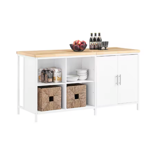 Vrijstaand Keukeneiland met Opbergruimte – 170×89×60 cm, MDF & Hout