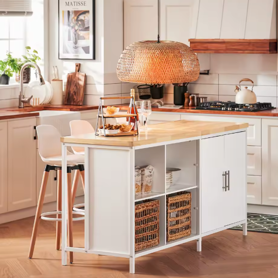 Vrijstaand Keukeneiland met Opbergruimte – 170×89×60 cm, MDF & Hout