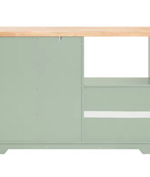Groen Dressoir met Glazen Deuren – Buffetkast van MDF & Hout, 120 cm