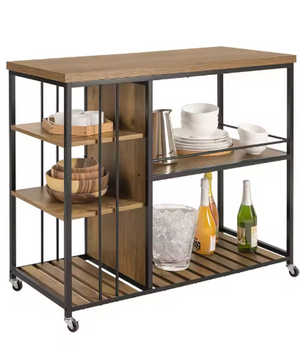 Industriële Serveerwagen met 5 Planken – MDF & Metaal, 110×92×45 cm