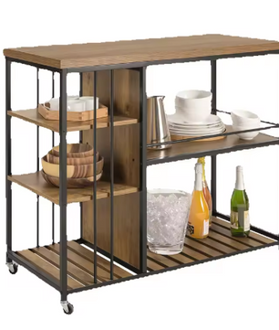 Industriële Serveerwagen met 5 Planken – MDF & Metaal, 110×92×45 cm