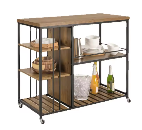 Industriële Serveerwagen met 5 Planken – MDF & Metaal, 110×92×45 cm