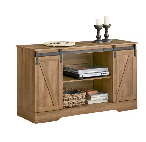 Dressoir met Schuifdeuren – 120×70×40 cm, Zwart/Bruin