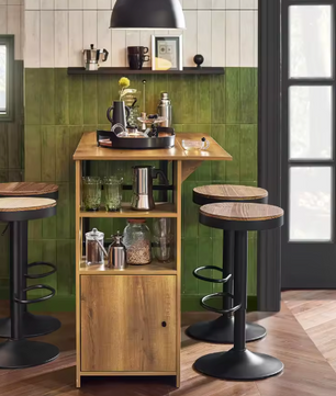 Industrieel Bartafel Dressoir met Opbergruimte – 120×95 cm