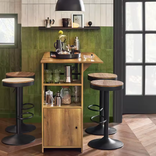 Industrieel Bartafel Dressoir met Opbergruimte – 120×95 cm