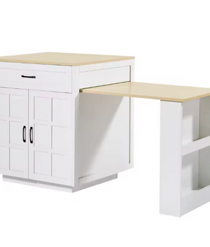 Uitschuifbare Bartafel met Opbergruimte – MDF & Marmerlook, 133–202 cm