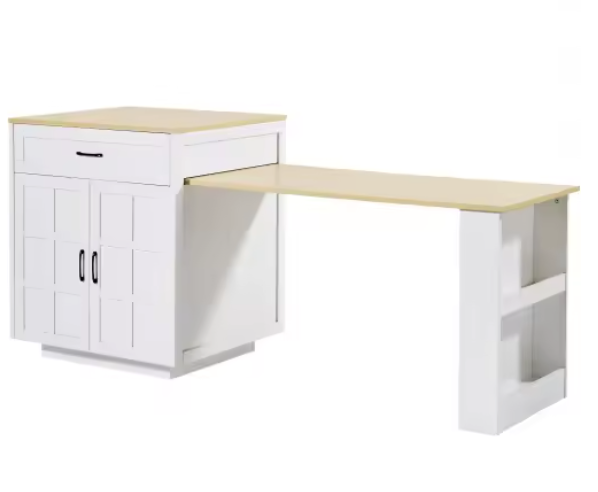 Uitschuifbare Bartafel met Opbergruimte – MDF & Marmerlook, 133–202 cm