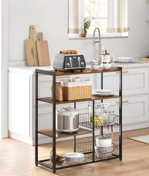 Keukenrek met Haken en Mandjes – Industrieel, 80×35×95 cm