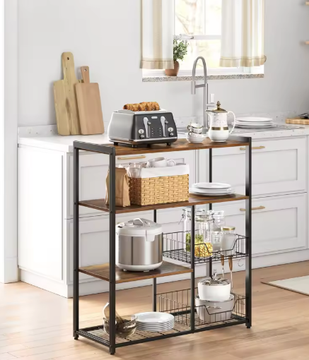 Keukenrek met Haken en Mandjes – Industrieel, 80×35×95 cm