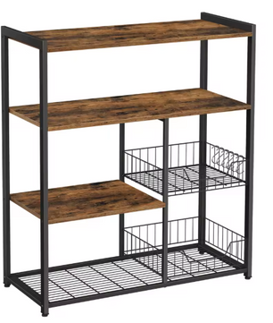 Keukenrek met Haken en Mandjes – Industrieel, 80×35×95 cm