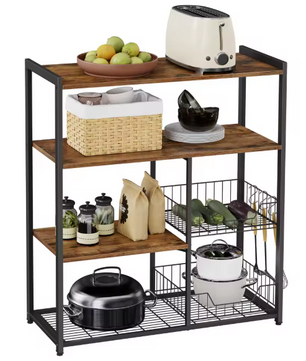 Keukenrek met Haken en Mandjes – Industrieel, 80×35×95 cm