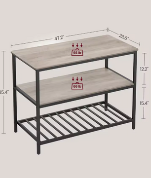 Keukeneiland 120×60 cm – Staande Plank met 3 Niveaus & Metaalframe