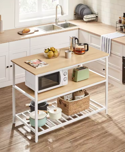 Keukeneiland 120×60 cm – Staande Plank met 3 Niveaus & Metaalframe