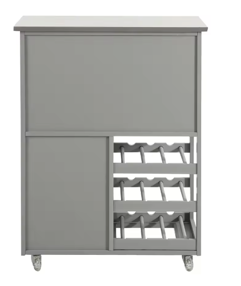 Keukentrolley met Flessenrek – RVS Blad & Opbergkastjes, 67 cm