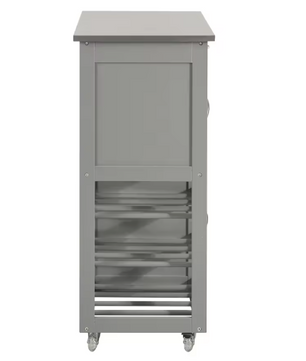 Keukentrolley met Flessenrek – RVS Blad & Opbergkastjes, 67 cm