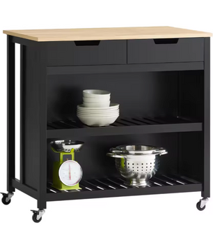 Keukeneiland met 2 Lades & Planken – Mobiel Dressoir 98×94×58 cm
