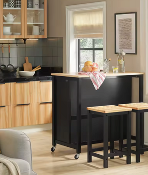 Keukeneiland met 2 Lades & Planken – Mobiel Dressoir 98×94×58 cm
