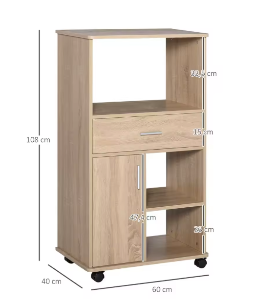 Magnetron Trolley met Lade, Planken & Wielen – 108 cm Hoog