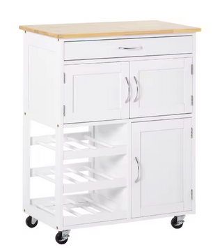 Keukenwagen met Lade, Wijnrek & Kastjes – 67×37×87 cm, Mobiel