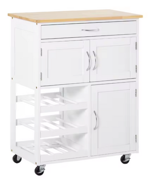 Keukenwagen met Lade, Wijnrek & Kastjes – 67×37×87 cm, Mobiel