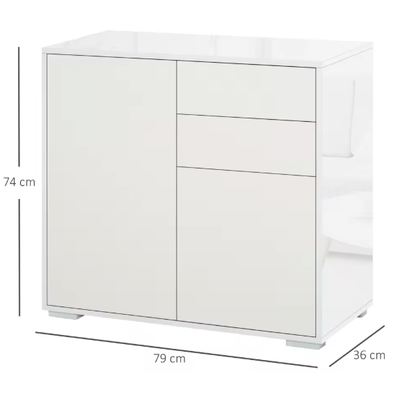 Dressoirkast met 2 Deuren, Laden & Verstelbare Planken – 79×36×74 cm