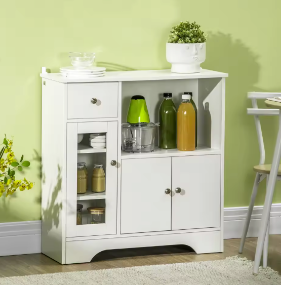 Dressoirkast met 2 Deuren, Laden & Verstelbare Planken – 79×36×74 cm