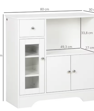 Dressoirkast met 2 Deuren, Laden & Verstelbare Planken – 79×36×74 cm