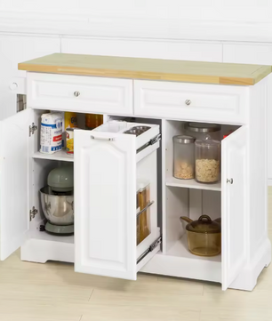Keukeneiland met Wielen, Lades & Flessenrek – 115×90×46 cm