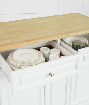 Keukeneiland met Wielen, Lades & Flessenrek – 115×90×46 cm