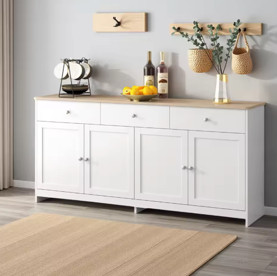 Landelijk Dressoir met 3 Laden & 4 Deuren – 160×37×75 cm