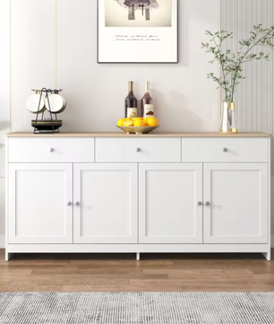 Landelijk Dressoir met 3 Laden & 4 Deuren – 160×37×75 cm