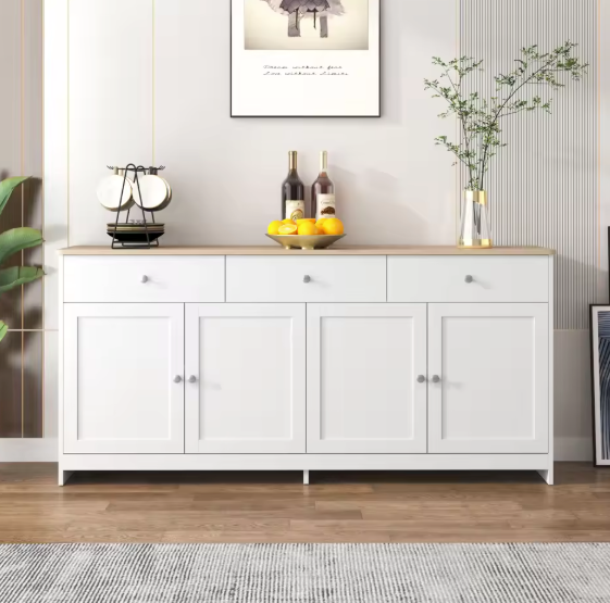 Landelijk Dressoir met 3 Laden & 4 Deuren – 160×37×75 cm
