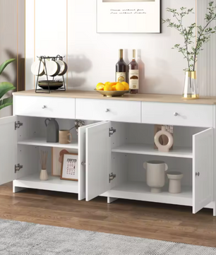 Landelijk Dressoir met 3 Laden & 4 Deuren – 160×37×75 cm