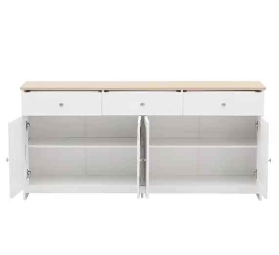 Landelijk Dressoir met 3 Laden & 4 Deuren – 160×37×75 cm