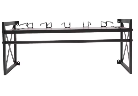 Wijnrek Wandmontage met Glashouder – Zwart Metaal, 61 cm