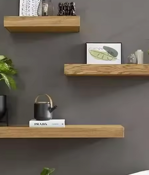 Houten Wandplank met Verborgen Compartiment – Zwevend & Functioneel Design